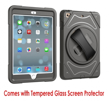 iPad 7-9 (10.2") tough case with hand grip & glass protector