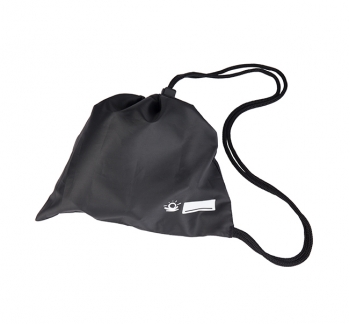 Water resistant headphone bag with draw string & name label