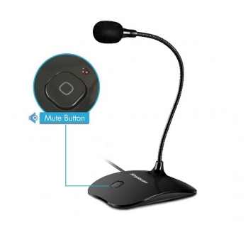 Plug and Play USB Desktop Microphone with Flexible Neck and Mute Button