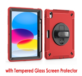 iPad 10 (10.9") tough case with hand grip and glass protector