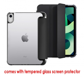 iPad 7-9 smart cover w/Pencil holder & glass protector